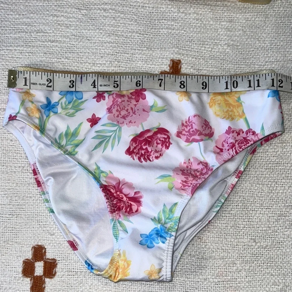 Tommy Bahama 💐 Girls 2-pc Set Sz 14 Floral L/S Rashguard with Gold Trim NEW!